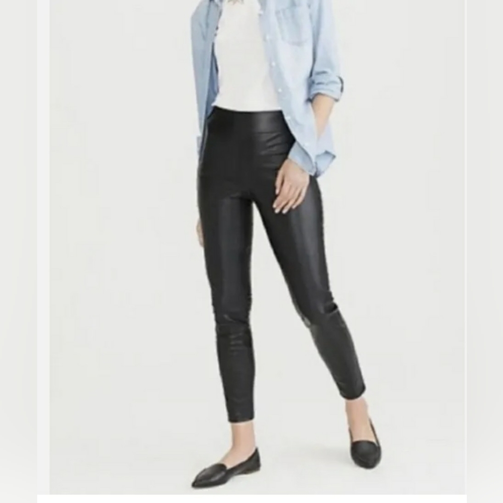 J.Crew Womens S Mid Rise Faux Leather Legging - Black